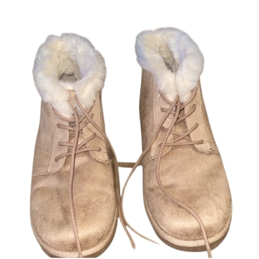 🌸Makalu Beige Fur-Lined Ankle Boots